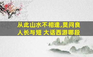 从此山水不相逢,莫问良人长与短 大话西游哪段